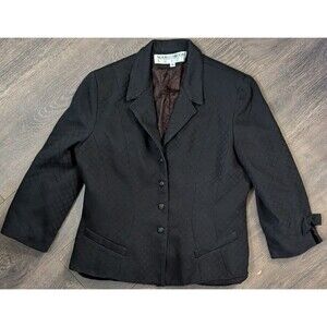 Noviello Bloom Women's Black Suit Top Size 12 Button Up Vintage (362)